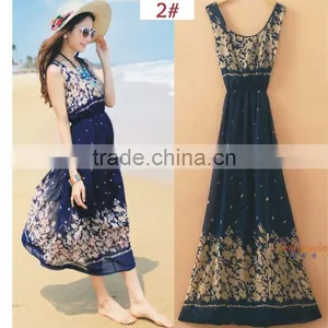 Fashion Women Long Chiffon Maxi Dress Summer Beach Dress thumbnail-3