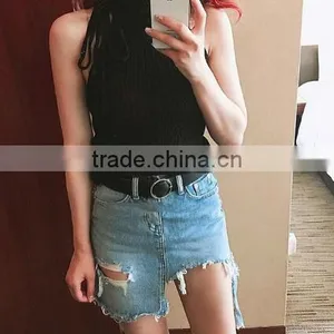 Runwaylover 4961sexy Ripped Sexy Hole Denim Skirt thumbnail-1