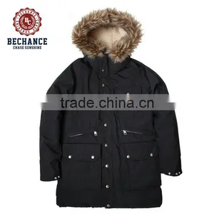 LZ184 Wholesale Custom European Men Fur Hood Padded Winter Parka thumbnail-1
