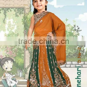 Zari Embroidered Kids Lehenga Sarees thumbnail-1