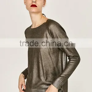 Women's Metallic Yarn Mondren Knitting Loose Sweater With High Quality thumbnail-2