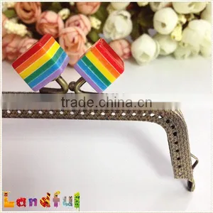 Antique Bronze Rainbow Frames Kiss Lock Cube Metal Handbag Frame thumbnail-3