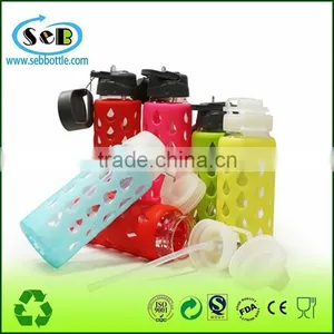 Odm/oem Colorful Glass Water Bottle With Customized Silicone Sleeve thumbnail-1
