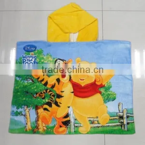 100% Cotton Terry Cloth Poncho Hooded Beach Towel thumbnail-1