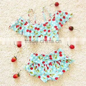 2017 Cute Cherry-print Two Pieces For Kids Girls Swimwear thumbnail-3