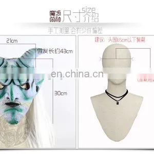 Latex Boss Horns Halloween Mask With Wigs thumbnail-3