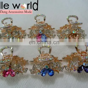 High Quality Flower Rhinestone Jewel Small Hair Claw Clips for Wedding thumbnail-2