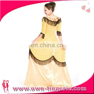 Medieval Renaissance Woman Queen Halloween Costume Yellow thumbnail-4