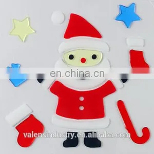 OEM Wholesale Removable Easily Peel off Jelly Gel Gem Glass Fridge Walmart Supply 3D Santa Claus Christmas Window Sticker Supply thumbnail-1