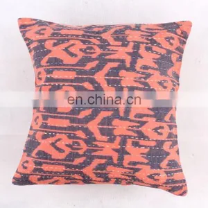 Cotton Cushion Cover Bohemian Kantha Work Floral Brown Tie Die Home Decor Pillow Case thumbnail-1