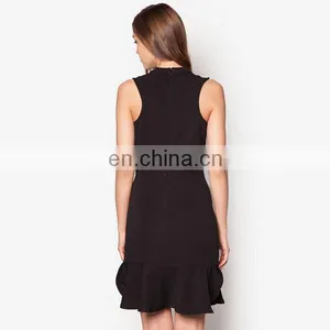 High Quality Fashion Flounced Skirt Sweet Summer Sleeveless Black Women Dresses thumbnail-4