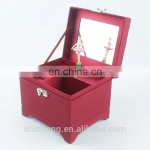 Square Hand Crank Ballerina Dancer Music Box With Mirror thumbnail-6
