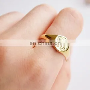 Gold Jewelry Wholesale Engraved Custom Signet Ring for Men thumbnail-1