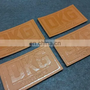 Custom Fashion Collection Shiny PU Metal Logo Tags Fake Designer Jeans Labels Leather Patches For Luggage Handbag Clothing Pants thumbnail-3