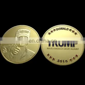Custom Trump Portrait Gold Commemorative Coins Donald Head Photo Embossed Metal Bulk Wholesale Coins for Gifts thumbnail-1