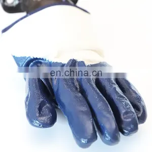 Oil And Gas Resistant Safety Cuff Heavy Duty Blue Nitrile Coated Cotton Jersey Shell Gloves thumbnail-2
