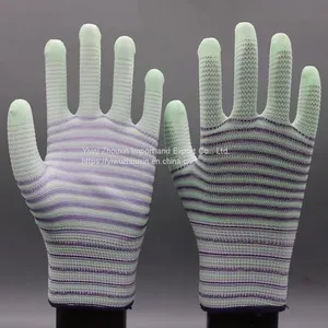 Colored Striped PU Palm-coated Gloves, Glue-coated Electronic Dust-free Work Anti-static Protective Labor Gloves thumbnail-1
