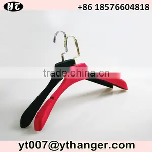 Black Nonslip Velvet Flocked Hanger With Logo and Gold Hook for Coat thumbnail-3