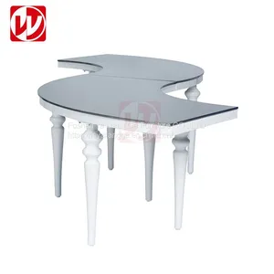 Cheap White MDF Top Banquet Round Table White Legs Wedding Serpentine Half-Moon Event Rental Dining Table thumbnail-3