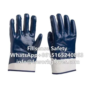 Heavy Duty Safety Cuff Cotton Jersey Liner Nitrile Fully/Half Coated Work Hand Gloves thumbnail-2