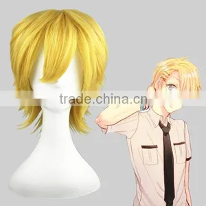 High Quality 35cm Short Straight Kingdom Hearts Wig Ventus Gold Synthetic Anime Wig Cosplay Hair Wigs Party Wig thumbnail-1