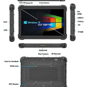 HR1260i5 Cheapest Factory 12.6'' Intel I5 16GB+256GB Rugged Tablet PC With NFC 2D Barcode UHF RFID 4G LTE Docking Station Aviation Plug thumbnail-4