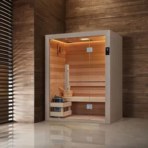 Luxury Multi-user Mixed Infrared Traditional Sauna Room With Modern Design Solid Wood Construction for External Use; thumbnail-2