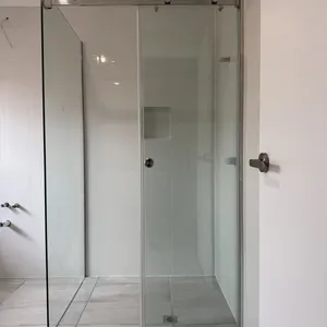 Frameless Sliding Shower Enclosure With 8mm Clear Tempered Glass & Stainless Steel Hardware, Modern Corner Shower Screen for Bathroom thumbnail-3