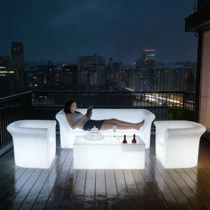 Wholesale Smart & Practical LED Illuminated Lounge Plastic Furniture Practical Glow LED Sofa Chairs for Living Hotels Parks thumbnail-1
