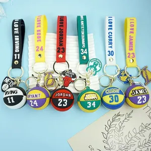 Realistic NBA Basketball Player Mini Plastic Figurine Keychain Lowry Kobe Warriors Curry Durant Lakers LeBron PVC Baskeball Keychain thumbnail-3
