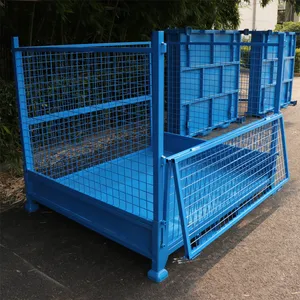 Factory Custom Wire Mesh Storage Cage Metal Heavy Duty Durable Stackable Supermarket Storage Cages Containers thumbnail-2