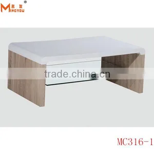 Modern Glass Wooden Coffee Table With Drawers thumbnail-2