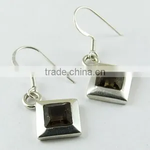Breath Of Love ! Smoky Quartz 925 Sterling Silver Earring, Gemstone Silver Jewelry, 925 Silver Jewelry thumbnail-2