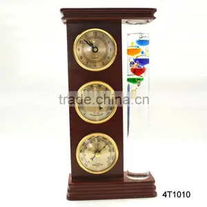 Galileo Thermometer Weather Station; Wooden Weather Station; Traditional Dial Weather Station thumbnail-2