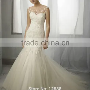 Scoop Neck Backless Mermaid Lace Wedding Dress Vestidos De Novias Bridal Gowns New Arrival thumbnail-1
