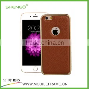 Metal Bumper With Leather Cover Phone Case for IPhone6/6P thumbnail-6