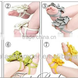 New Fashion Wholesale Barefoot Cotton Sandals Photo Studio Baby Sandal With Flower thumbnail-1