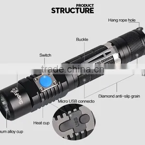 USB 1100 Lumen Torch Led Emergency Torch Xml2 t6 Rechargeable 4.2v Aluminum Mini Flashlight Most Powerful Led Torch thumbnail-6