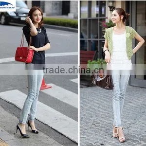 Jeans Femme 2016 Autumn Fashion Women Jeans Rhinestone Slim Ripped Feet Pencil Skinny Jeans Women Trousers thumbnail-2