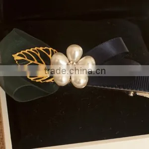 Fancy Chiffon Satin Ribbon Rhinestone Hair Clip Girls Quality Choice thumbnail-2