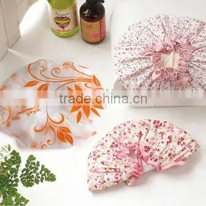 Satin&PE Double Layers Shower Cap,bathing Cap thumbnail-1