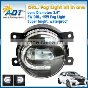 2PC 3.5" DUAL 15W FOG/DRL BEAMS WHITE LED LIGHT ASSEMBLIES E13 thumbnail-1