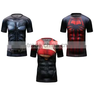 Men's Cool Creative T-Shirt Superheroes Bat-man/Spiderman Logo Short Sleeve Bodybuilding Compression 3D T Shirt thumbnail-1