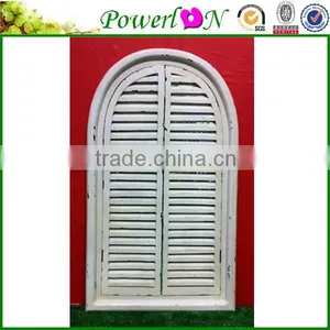 Hot Selling Antique White Wrough Tuscan Villa Shuttered Arch Frame Mirrorr For Home thumbnail-1