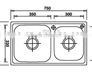 Top-Mount / Drop In Stainless Steel Double Bowl Kitchen Sink UC02 thumbnail-2