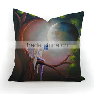 Square Plain Angel Print Cushion Cover Throw Linen Cotton Pillow Case thumbnail-5