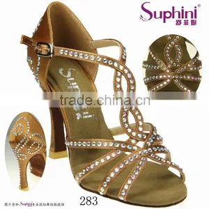 Rhinestone/Crystal Multi Strap High Heel Latin Salsa Dance Shoes by Suphini thumbnail-3