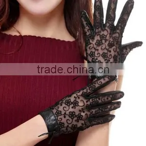 Stylish Girls Sexy Lace Gloves Purple Black Leather Sexy Lace Gloves thumbnail-3