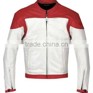 Leather Fashion Jacket Red White Golden Design thumbnail-1