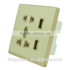 5pin Wall Socket With Double USB Charger Socket,Input 220V thumbnail-2